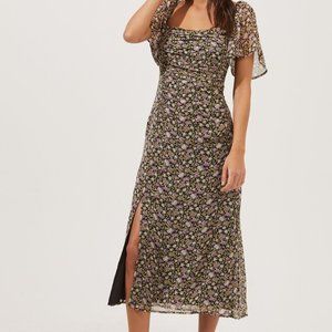 ASTR Flutter Sleeve Ruched Dress